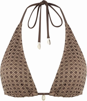 ZAFUL Women's Triangle Bikini Top Multiway Fishnet Tie Back Bandeau Halter String Bikini Swimsuit Bathing Suit
