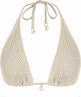 ZAFUL Women's Triangle Bikini Top Multiway Fishnet Tie Back Bandeau Halter String Bikini Swimsuit Bathing Suit