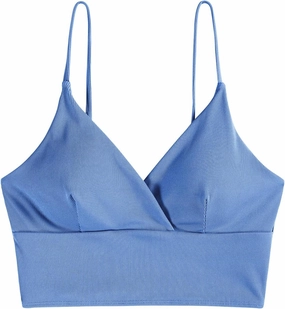 ZAFUL Women's V Neck Tankini Top Ribbed Adjustable Spaghetti Straps Bikini Top Bathing Suit Swim Tops