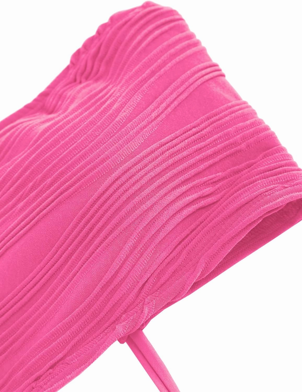ZAFUL Women Strapless Textured Bandeau Bikini 2 Piece Swimwear Cheeky Solid Lace up Bathing Suits
