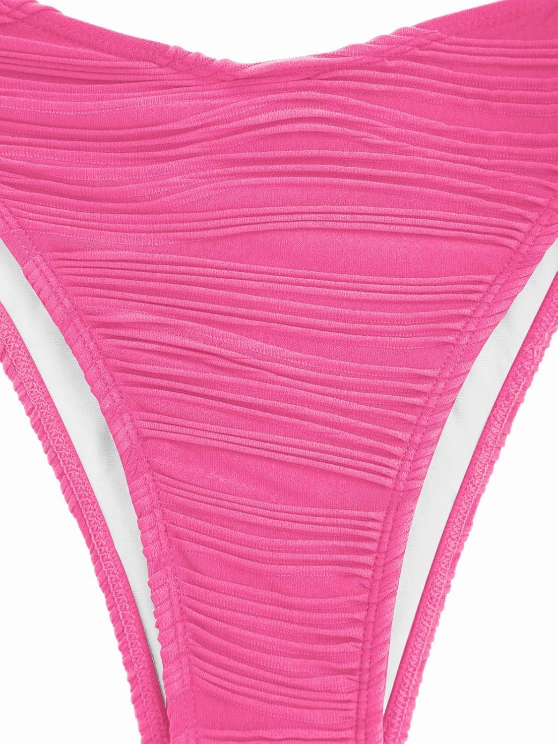 ZAFUL Women Strapless Textured Bandeau Bikini 2 Piece Swimwear Cheeky Solid Lace up Bathing Suits