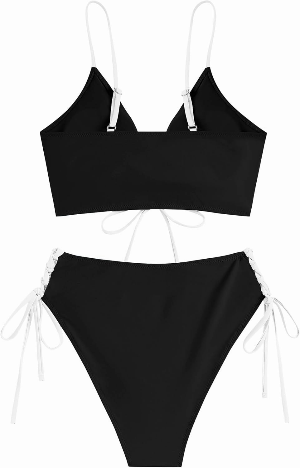 ZAFUL Women V Neck Bikini Set Ruched Tie Front High Waisted Floral Print Ribbed 2 Piece Bathing Suit Swimsuits