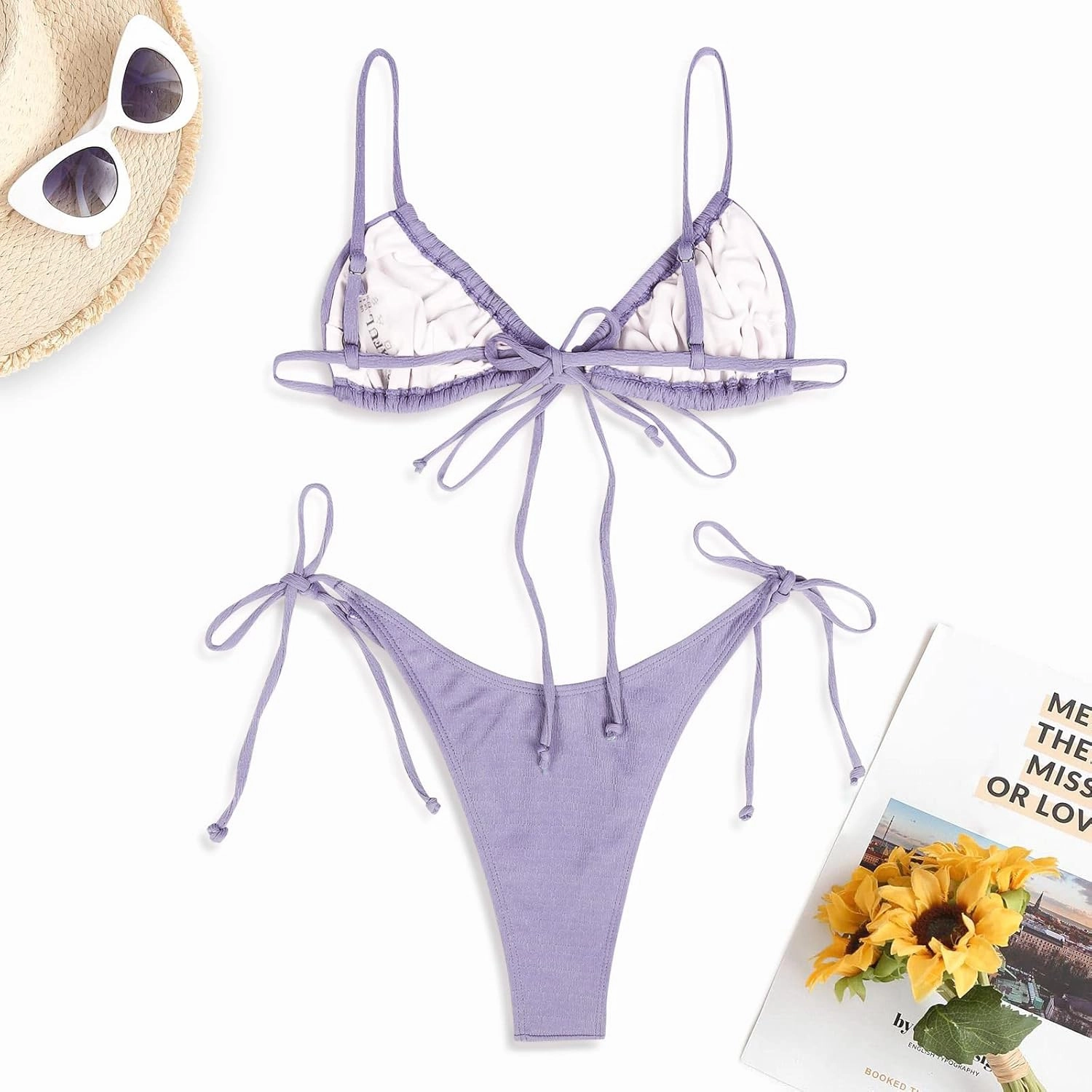 ZAFUL Womens High Cut Thong Bikini Set Swimsuits Cami String Sexy Bathing Suit