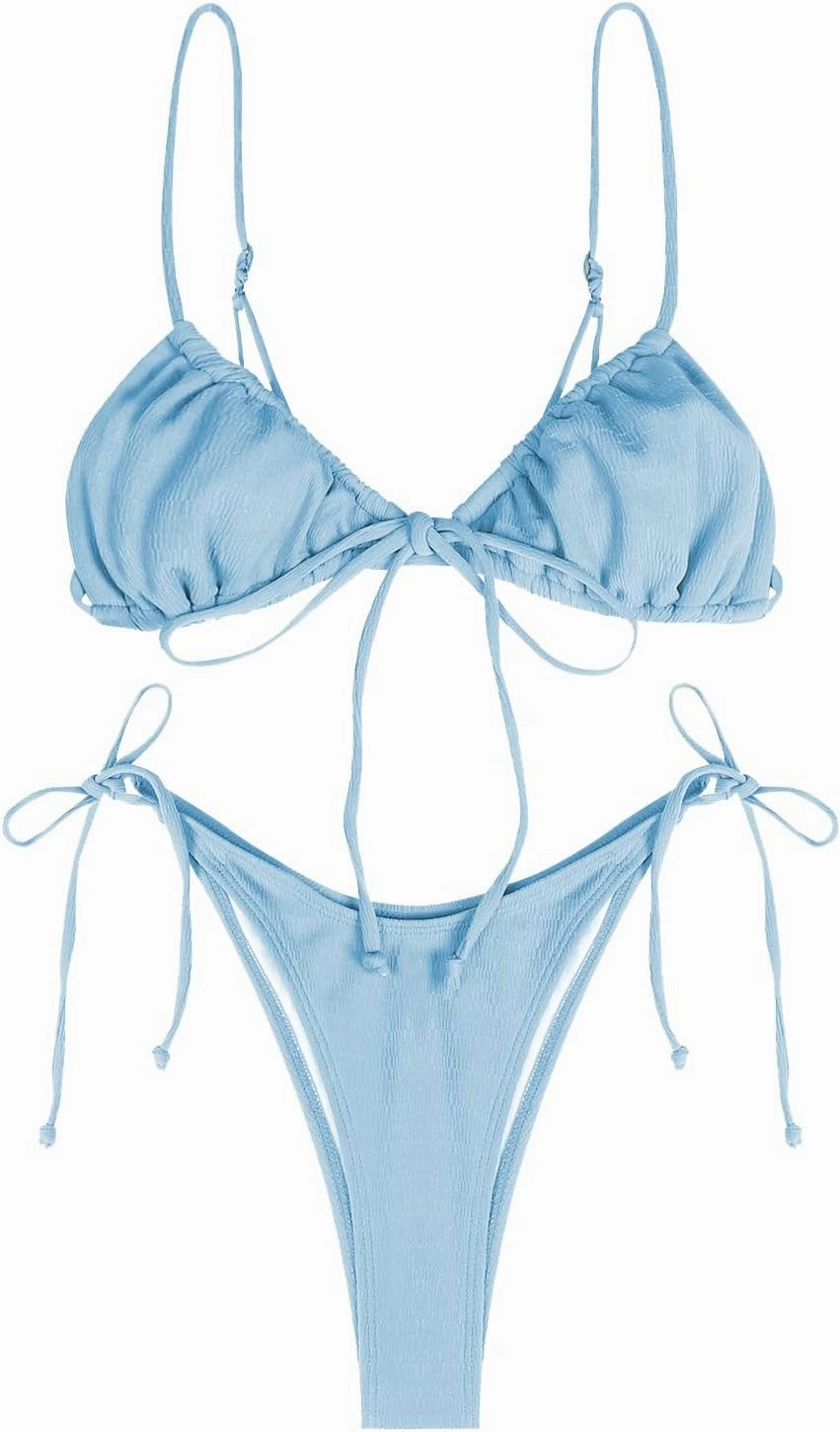 ZAFUL Womens High Cut Thong Bikini Set Swimsuits Cami String Sexy Bathing Suit