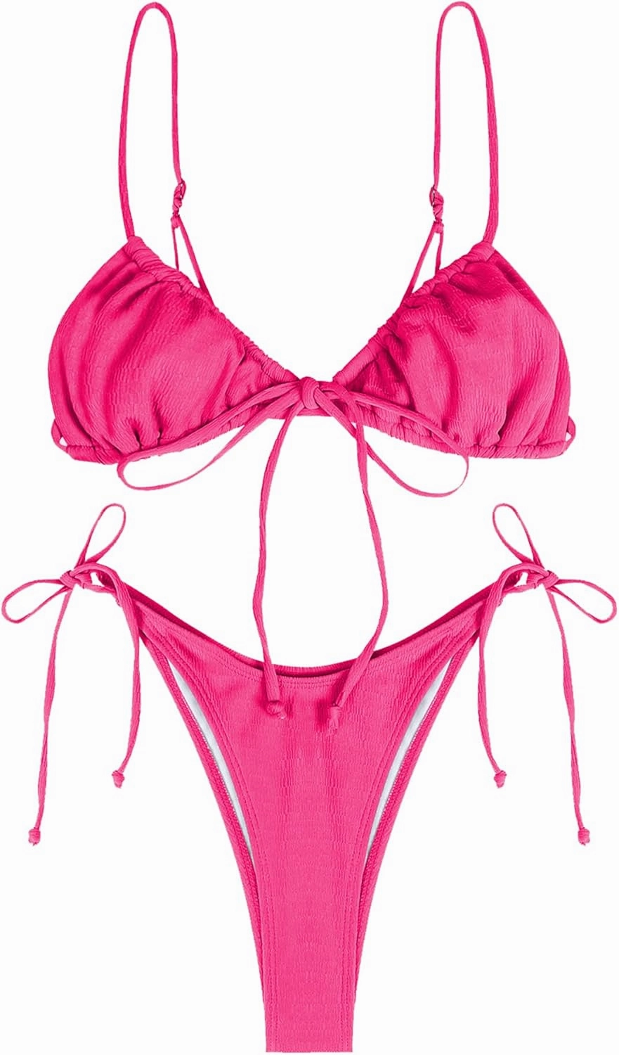 ZAFUL Womens High Cut Thong Bikini Set Swimsuits Cami String Sexy Bathing Suit