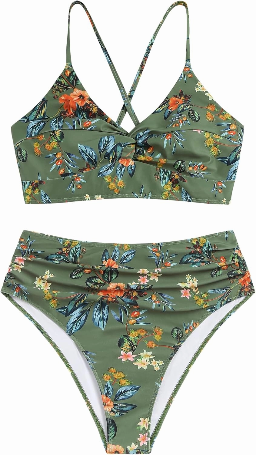 ZAFUL Womens Plus Size Bikini Twist High Waisted Bikini Sets Push Up Bikini Swimsuits Tummy Control 2 Piece Bathing Suit