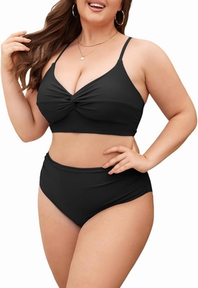 ZAFUL Womens Plus Size Bikini Twist High Waisted Bikini Sets Push Up Bikini Swimsuits Tummy Control 2 Piece Bathing Suit