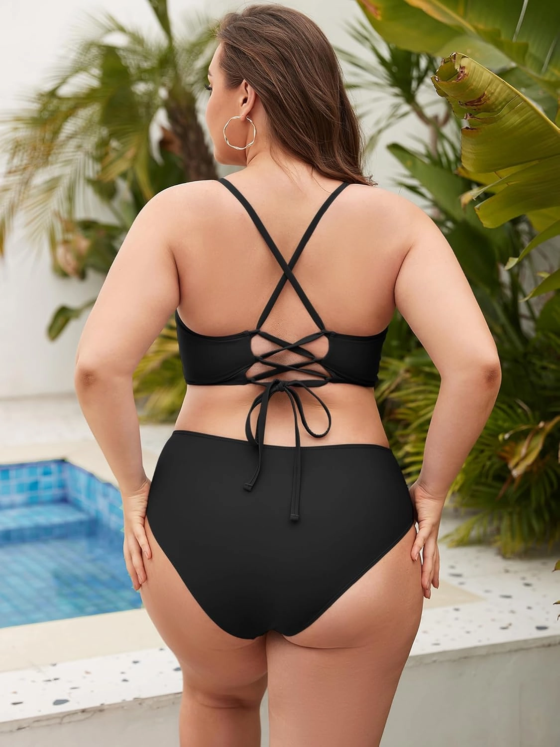 ZAFUL Womens Plus Size Bikini Twist High Waisted Bikini Sets Push Up Bikini Swimsuits Tummy Control 2 Piece Bathing Suit
