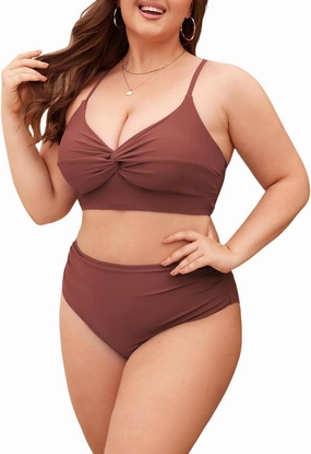 ZAFUL Womens Plus Size Bikini Twist High Waisted Bikini Sets Push Up Bikini Swimsuits Tummy Control 2 Piece Bathing Suit