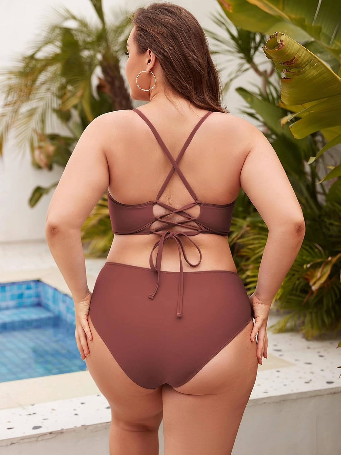 ZAFUL Womens Plus Size Bikini Twist High Waisted Bikini Sets Push Up Bikini Swimsuits Tummy Control 2 Piece Bathing Suit