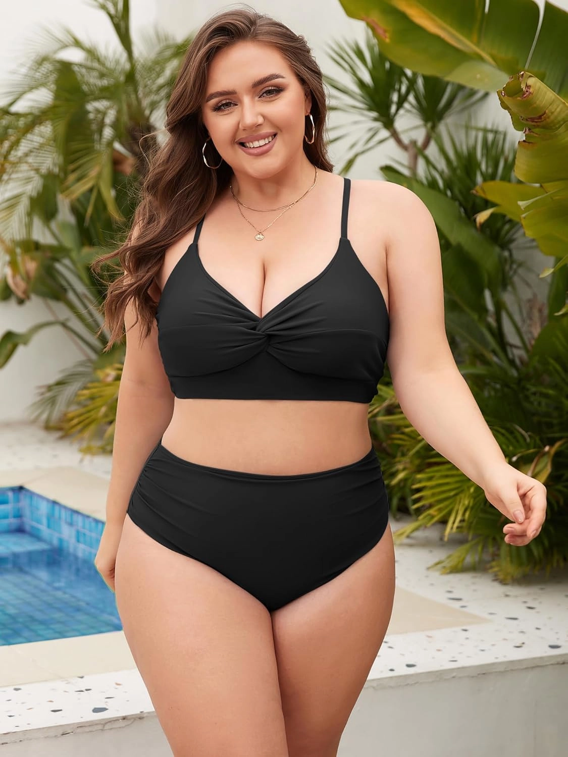 ZAFUL Womens Plus Size Bikini Twist High Waisted Bikini Sets Push Up Bikini Swimsuits Tummy Control 2 Piece Bathing Suit