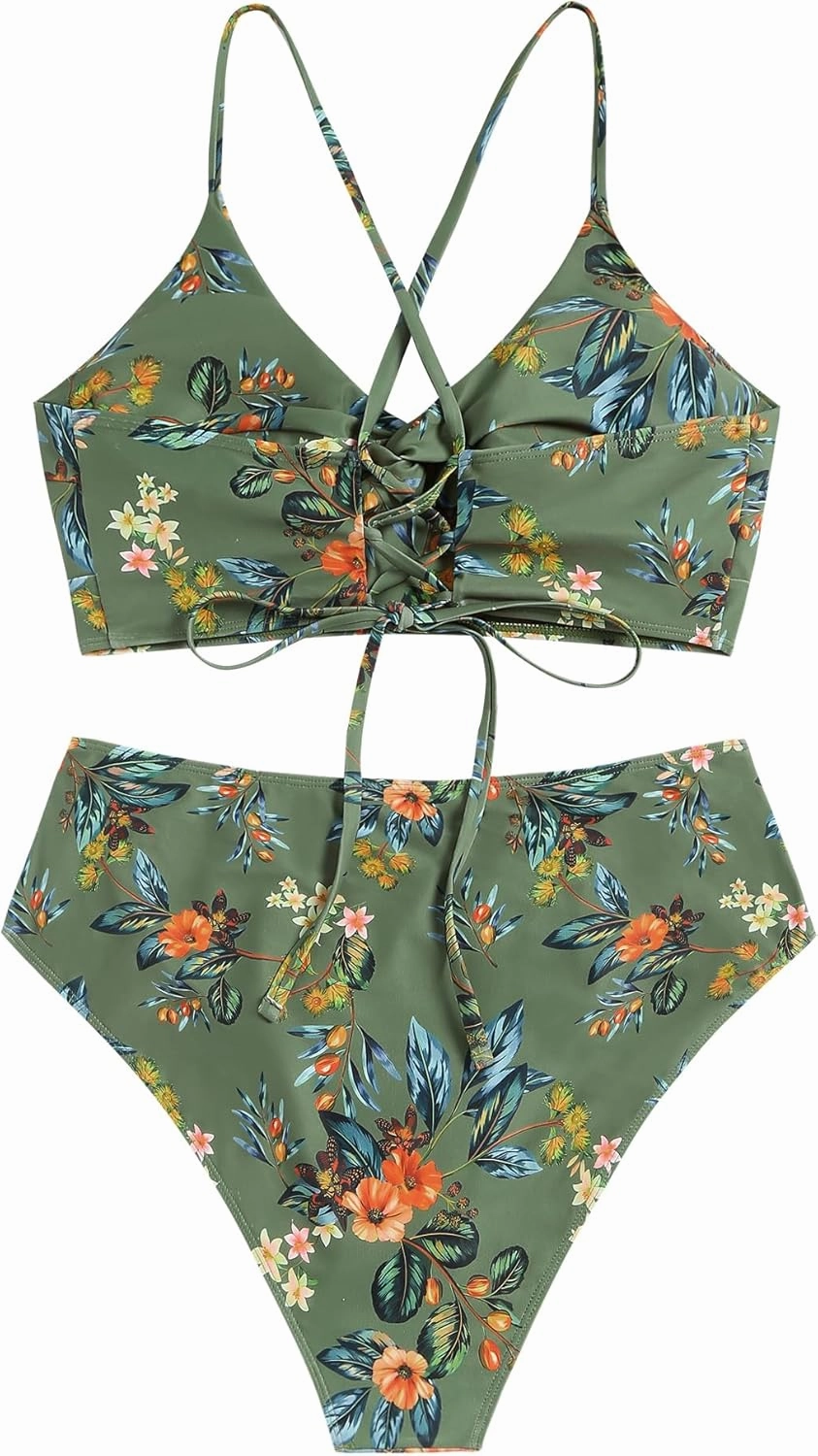 ZAFUL Womens Plus Size Bikini Twist High Waisted Bikini Sets Push Up Bikini Swimsuits Tummy Control 2 Piece Bathing Suit