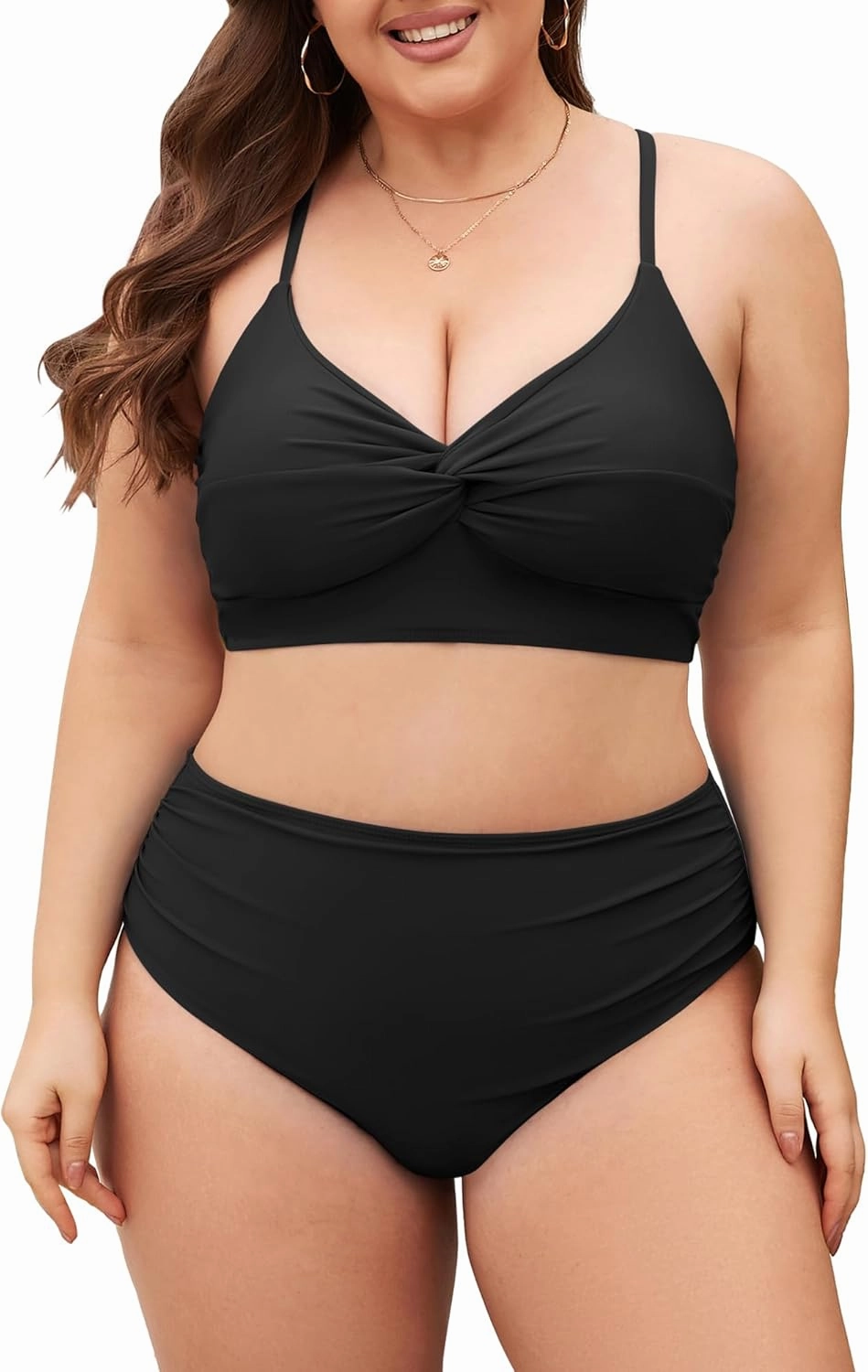 ZAFUL Womens Plus Size Bikini Twist High Waisted Bikini Sets Push Up Bikini Swimsuits Tummy Control 2 Piece Bathing Suit