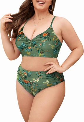 ZAFUL Womens Plus Size Bikini Twist High Waisted Bikini Sets Push Up Bikini Swimsuits Tummy Control 2 Piece Bathing Suit