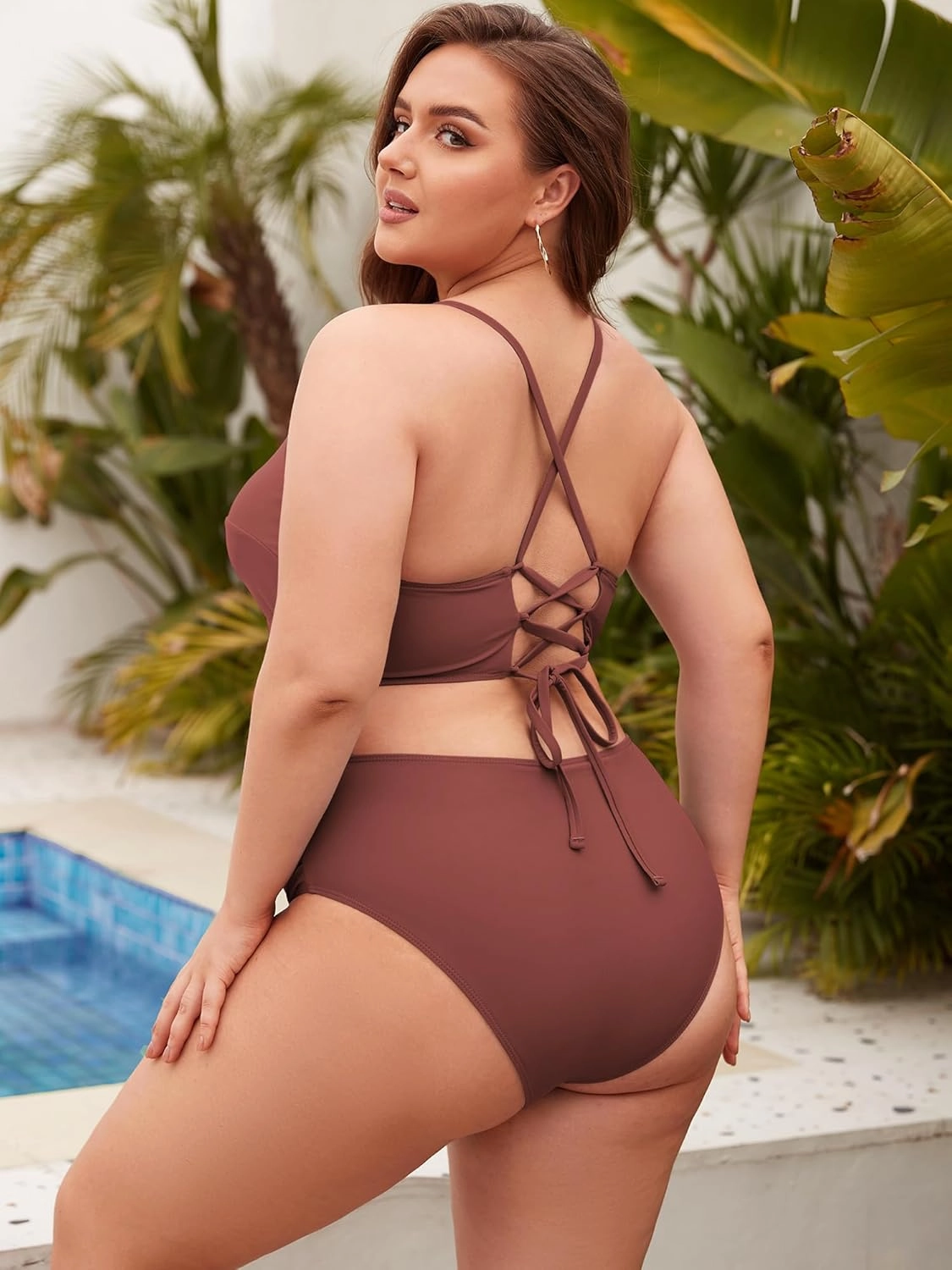 ZAFUL Womens Plus Size Bikini Twist High Waisted Bikini Sets Push Up Bikini Swimsuits Tummy Control 2 Piece Bathing Suit