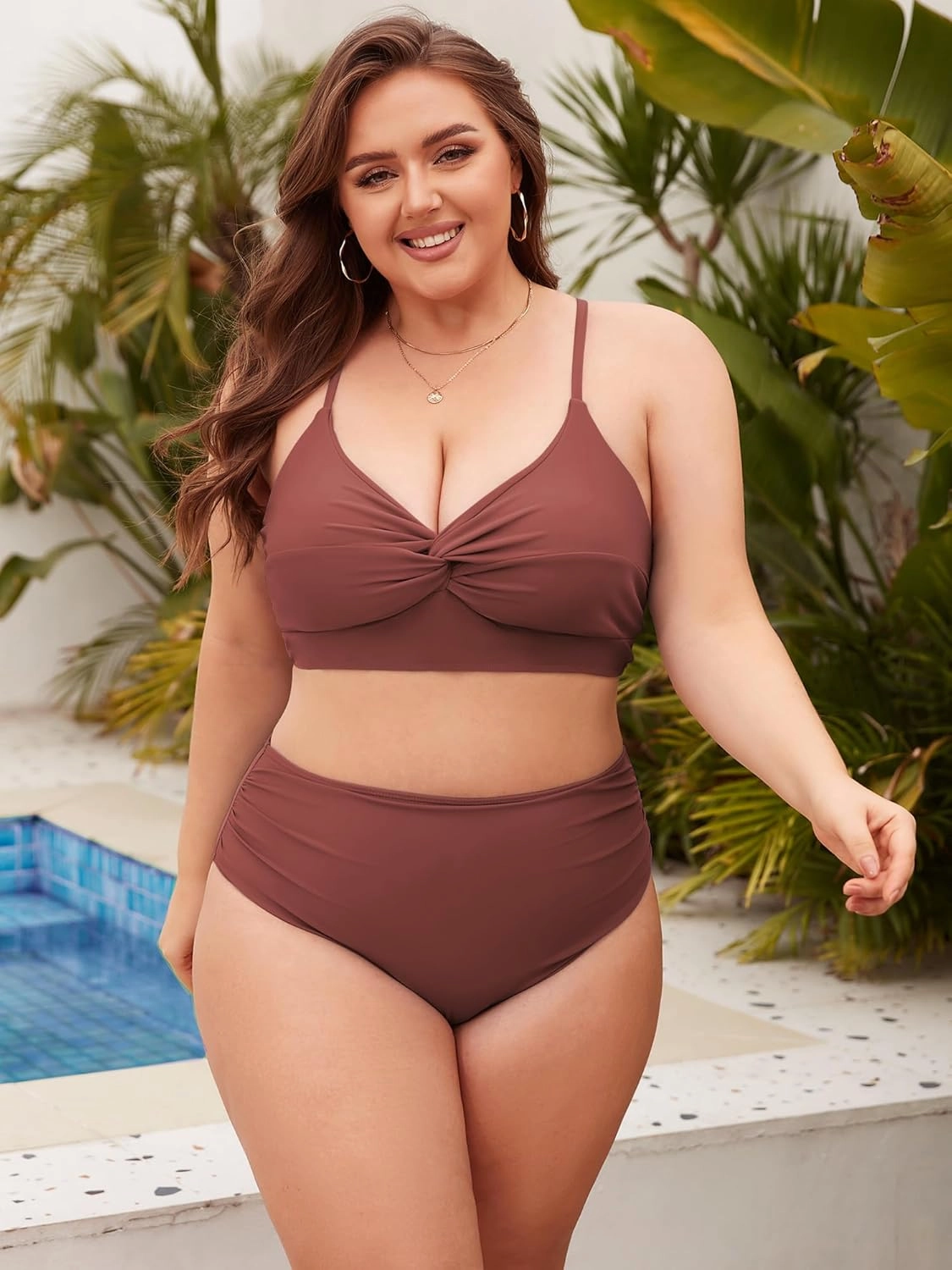 ZAFUL Womens Plus Size Bikini Twist High Waisted Bikini Sets Push Up Bikini Swimsuits Tummy Control 2 Piece Bathing Suit