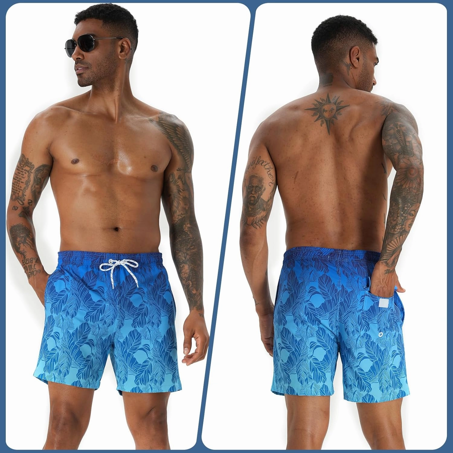 zeetoo Mens Swim Trunks with Compression Liner 5.5" Inseam Swim Shorts Quick Dry Shorts