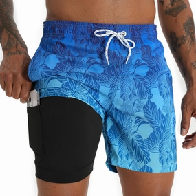 zeetoo Mens Swim Trunks with Compression Liner 5.5" Inseam Swim Shorts Quick Dry Shorts