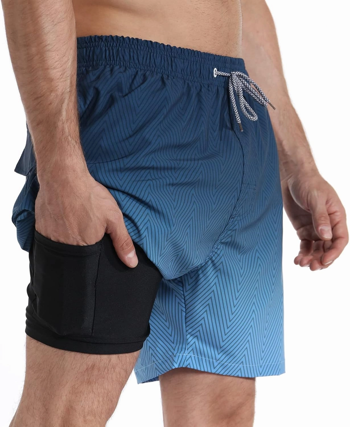zeetoo Mens Swim Trunks with Compression Liner 5.5" Inseam Swim Shorts Quick Dry Shorts