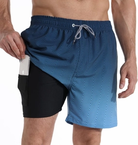 zeetoo Mens Swim Trunks with Compression Liner 5.5" Inseam Swim Shorts Quick Dry Shorts