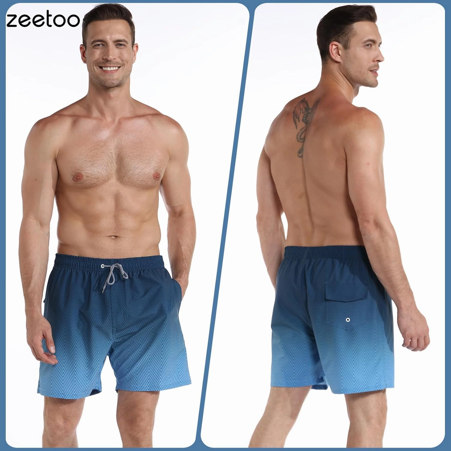 zeetoo Mens Swim Trunks with Compression Liner 5.5" Inseam Swim Shorts Quick Dry Shorts