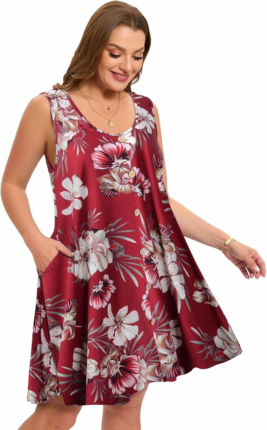 ZENNILO Women's Casual Dresses Tshirt Dresses Plus Size Summer Dresses V Neck Beach Cover Up Sundress with Pockets