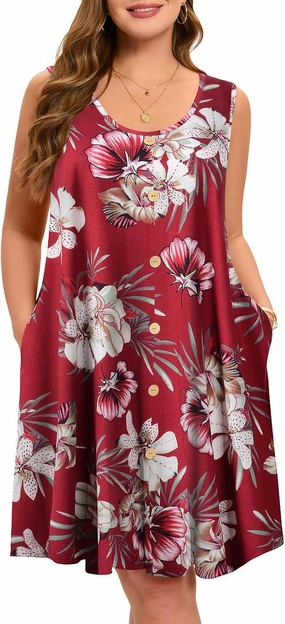 ZENNILO Women's Casual Dresses Tshirt Dresses Plus Size Summer Dresses V Neck Beach Cover Up Sundress with Pockets