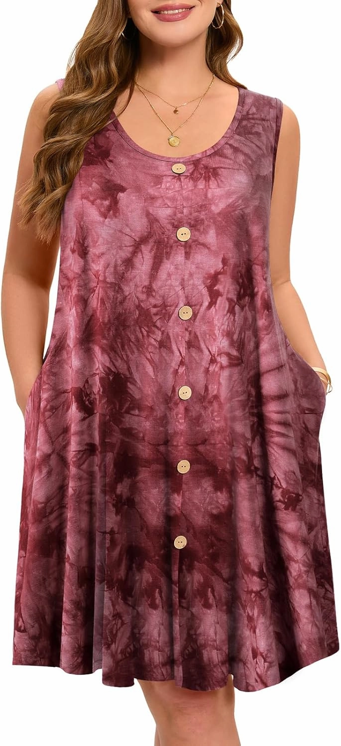 ZENNILO Women's Casual Dresses Tshirt Dresses Plus Size Summer Dresses V Neck Beach Cover Up Sundress with Pockets