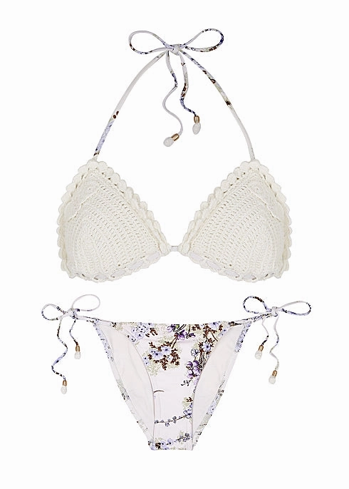 ZIMMERMANN Jude Floral Print Side Tie Bikini Bottoms