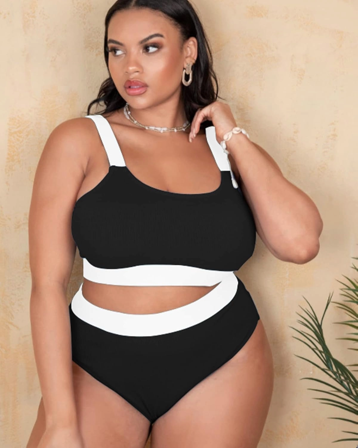 ZINPRETTY High Waisted Bikini Sets Plus Size Tummy Control Swimsuits for Women 2025 Two Piece Full Coverage Bathing Suits