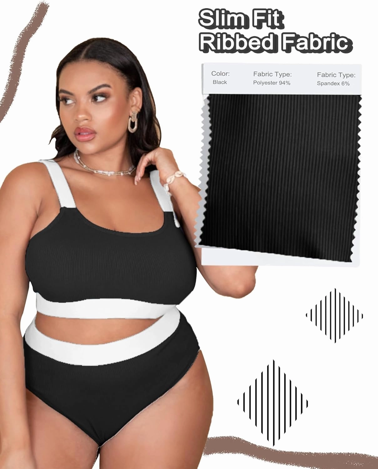 ZINPRETTY High Waisted Bikini Sets Plus Size Tummy Control Swimsuits for Women 2025 Two Piece Full Coverage Bathing Suits