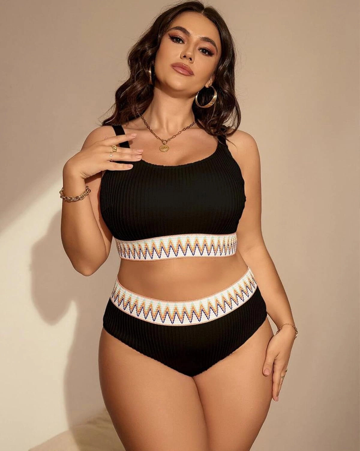 ZINPRETTY High Waisted Bikini Sets Plus Size Tummy Control Swimsuits for Women 2025 Two Piece Full Coverage Bathing Suits