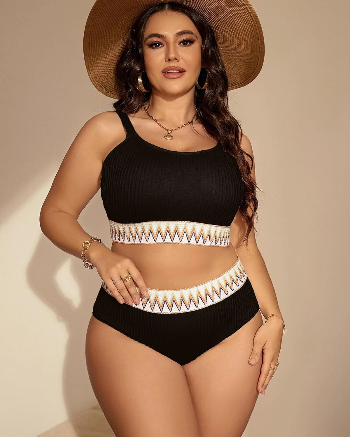 ZINPRETTY High Waisted Bikini Sets Plus Size Tummy Control Swimsuits for Women 2025 Two Piece Full Coverage Bathing Suits