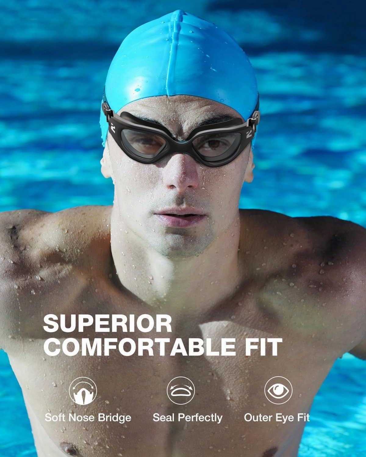 ZIONOR G1 Lite Polarized Swimming Goggles with 3 Pairs Earplugs, Anti-Fog UV Protection Swim Goggle for Adult Men Women Youth