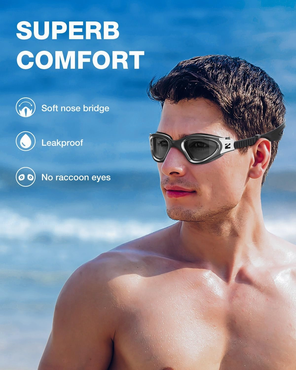 ZIONOR Swim Goggles, G1 Ultra Photochromic Polarized Swimming Goggles Men Women