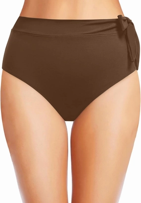 Zmart High Waisted Bikini Bottoms - Women's Full Coverage Bathing Suit Tummy Control Swimsuit with Tie Side Knot Bottom