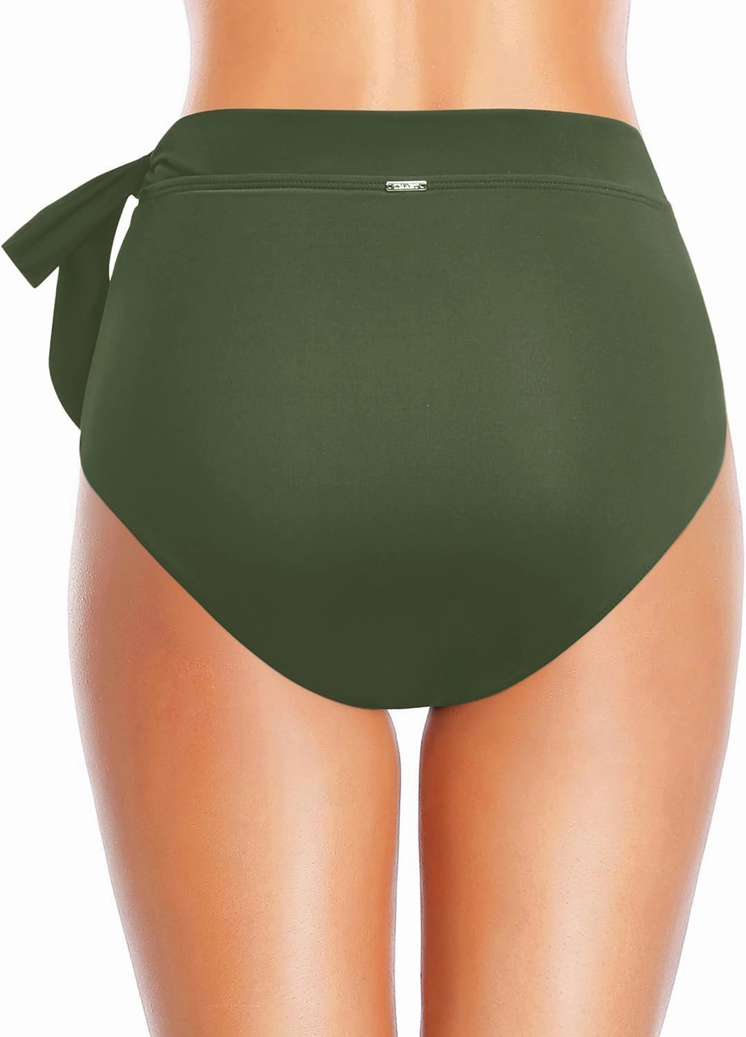 Zmart High Waisted Bikini Bottoms - Women's Full Coverage Bathing Suit Tummy Control Swimsuit with Tie Side Knot Bottom