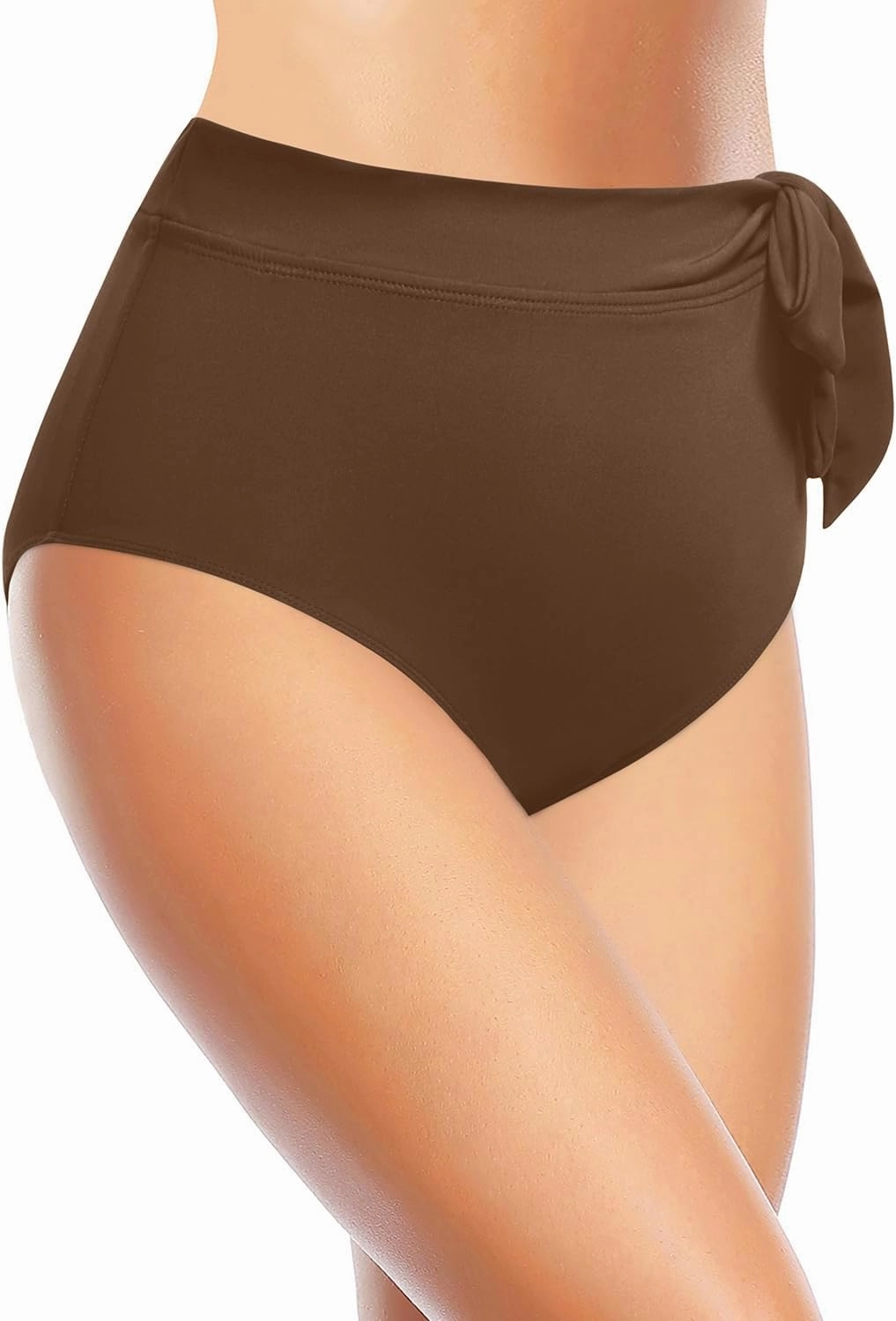 Zmart High Waisted Bikini Bottoms - Women's Full Coverage Bathing Suit Tummy Control Swimsuit with Tie Side Knot Bottom