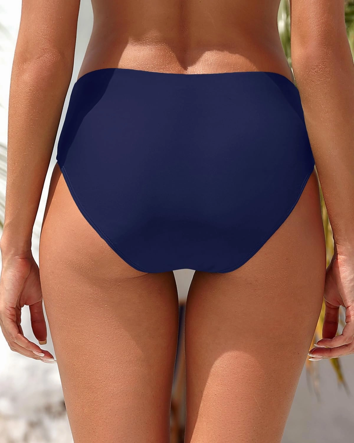 Zmart Mid Rise Bikini Bottoms - Women's Moderate-Full Coverage Bathing Suit V Cut Swimsuit Bottom