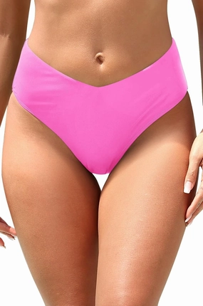Zmart Mid Rise Bikini Bottoms - Women's Moderate-Full Coverage Bathing Suit V Cut Swimsuit Bottom