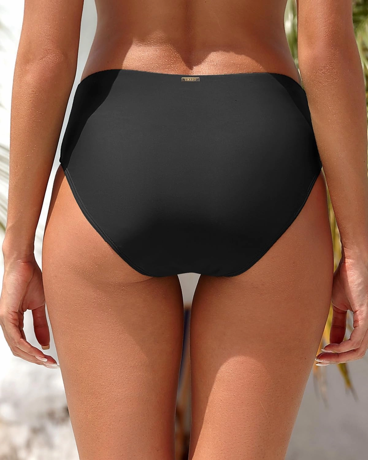 Zmart Mid Rise Bikini Bottoms - Women's Moderate-Full Coverage Bathing Suit V Cut Swimsuit Bottom