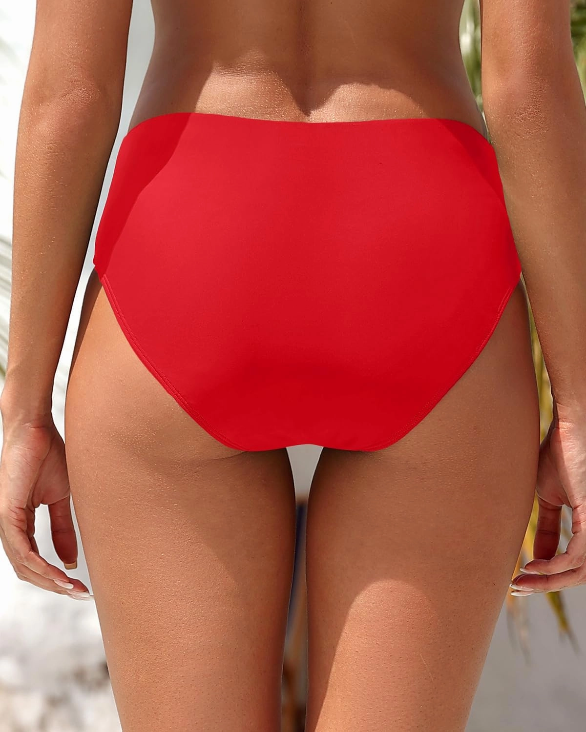 Zmart Mid Rise Bikini Bottoms - Women's Moderate-Full Coverage Bathing Suit V Cut Swimsuit Bottom