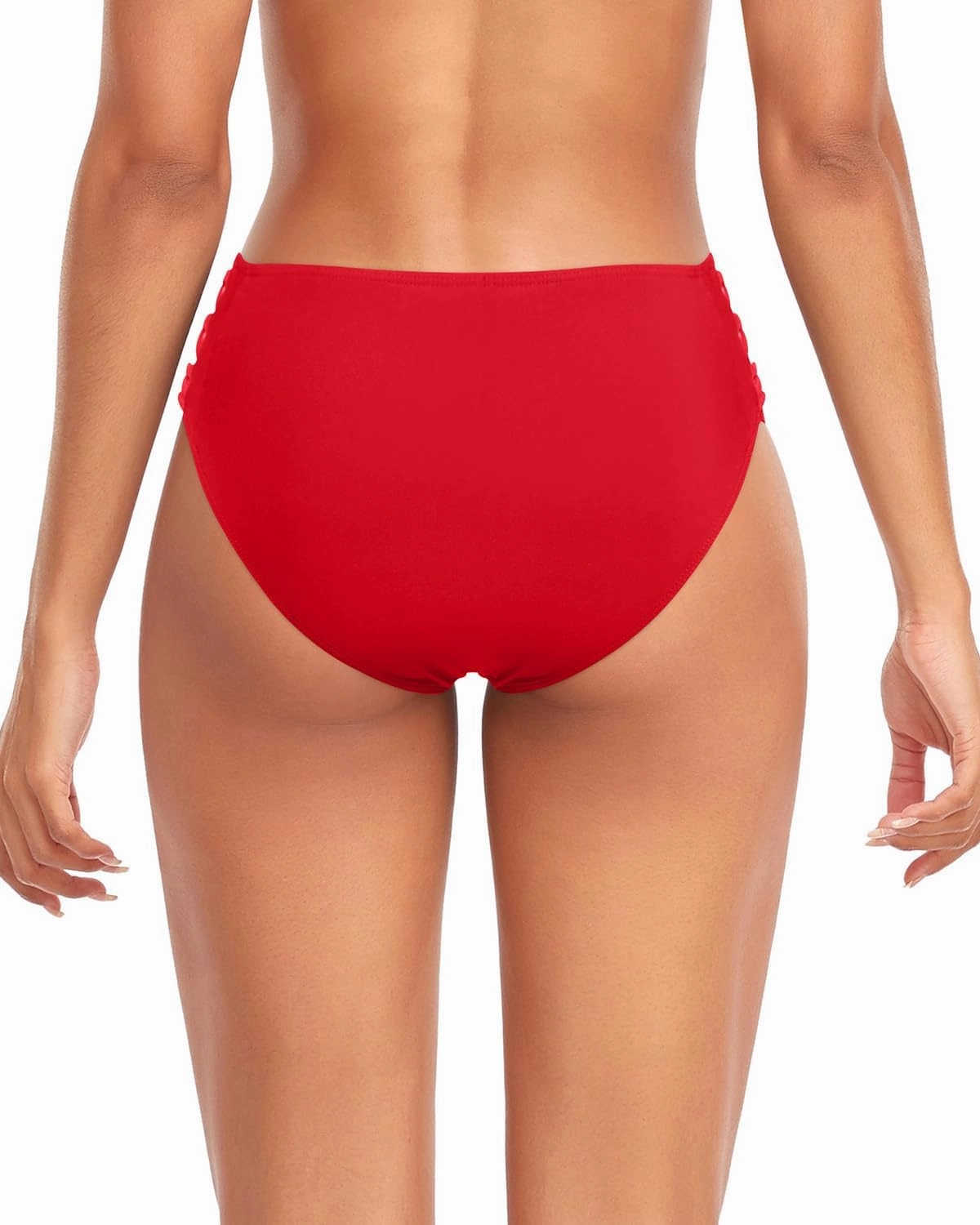 Zmart Strappy Bikini Bottoms - Women's Full Coverage Bathing Suit Mid Waist Swimsuit Bottom