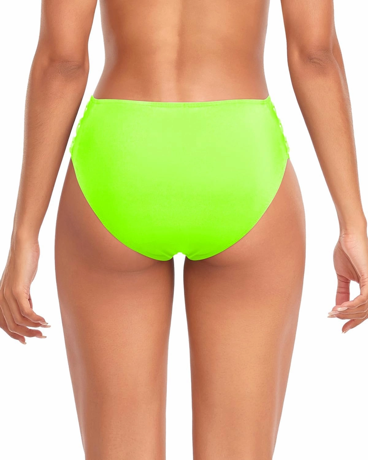Zmart Strappy Bikini Bottoms - Women's Full Coverage Bathing Suit Mid Waist Swimsuit Bottom