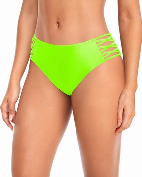 Zmart Strappy Bikini Bottoms - Women's Full Coverage Bathing Suit Mid Waist Swimsuit Bottom