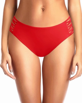 Zmart Strappy Bikini Bottoms - Women's Full Coverage Bathing Suit Mid Waist Swimsuit Bottom
