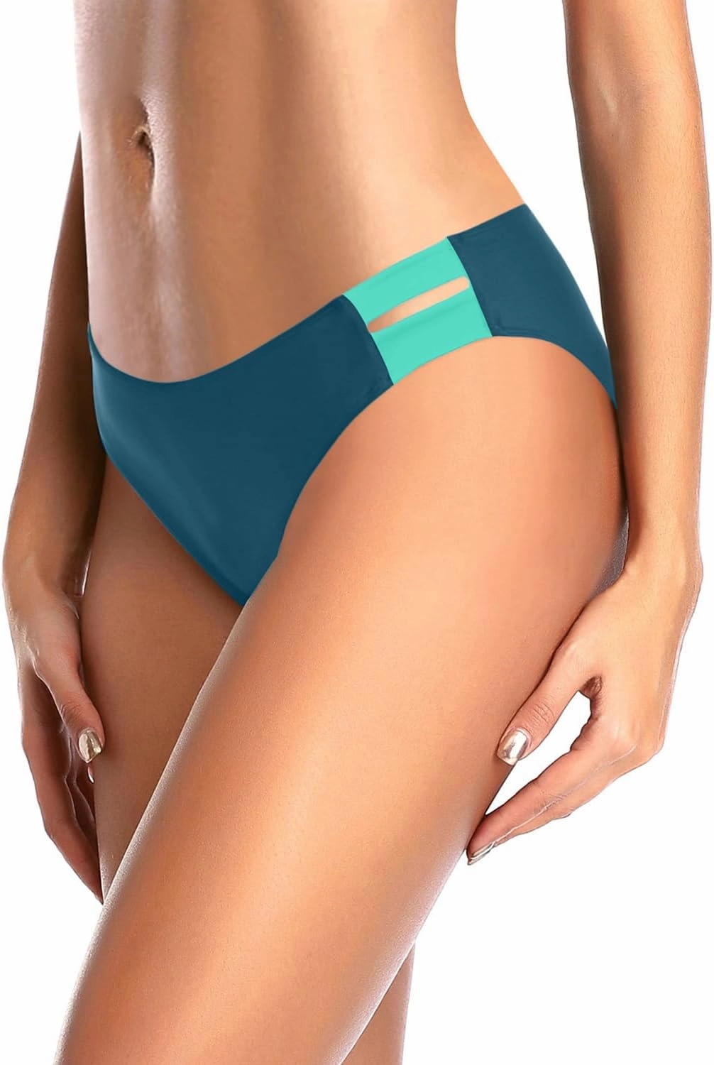 Zmart Strappy Low Rise Bikini Bottoms - Women Full Coverage Swim Bathing Suit Bottom Swimsuits Bottom