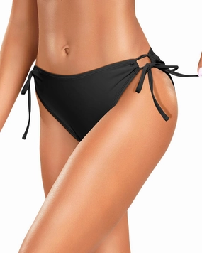 Zmart String Tie Side Bikini Bottoms - Women Full Coverage Swimsuit Bottom Mid Rise Mid Waist Swim Bathing Suit Bottom