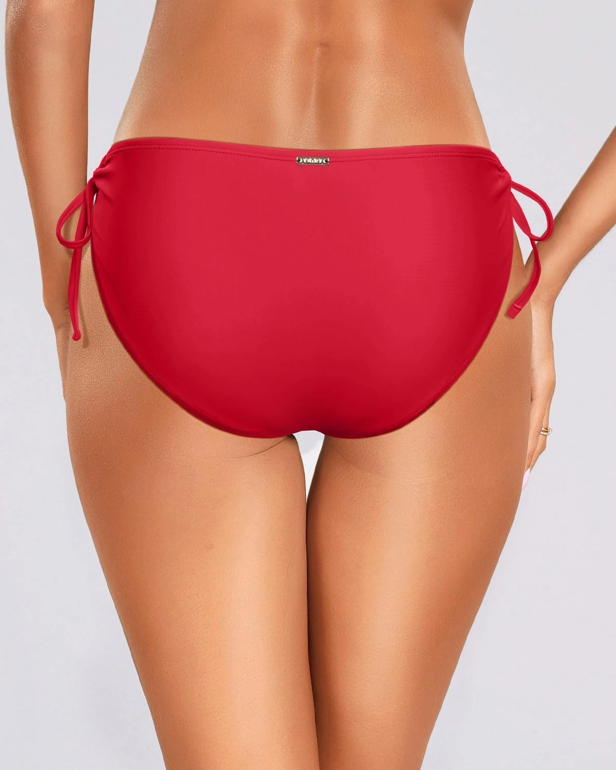 Zmart String Tie Side Bikini Bottoms - Women Full Coverage Swimsuit Bottom Mid Rise Mid Waist Swim Bathing Suit Bottom