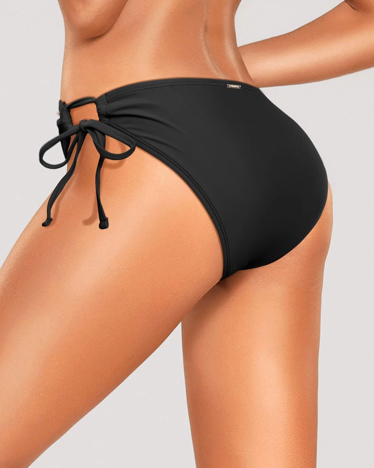 Zmart String Tie Side Bikini Bottoms - Women Full Coverage Swimsuit Bottom Mid Rise Mid Waist Swim Bathing Suit Bottom